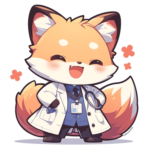 Vector a cunning fox doctor cartoon style