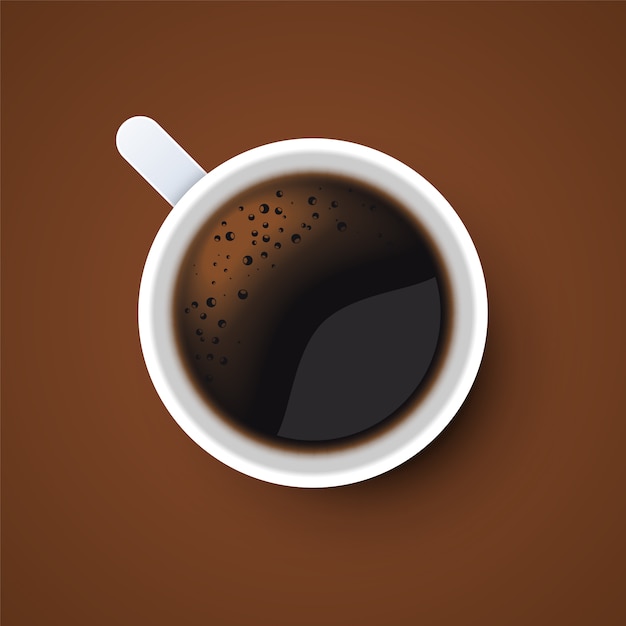 Vector cup of black coffee top view