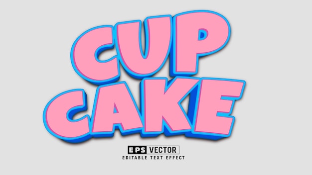 Vector cup cake 3d editable text effect vector file with cute background