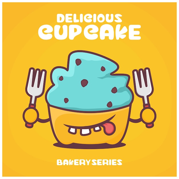 Cup cake cartoon bakkerij serie vectorillustratie