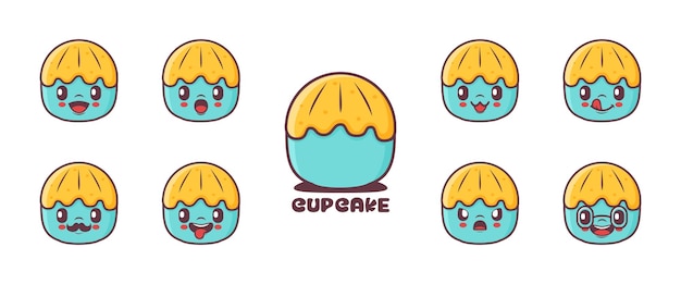 Cup cake cartoon voedsel vectorillustratie