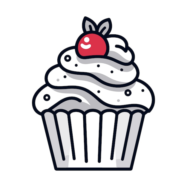 Cup cake doodle vector icon drawing sketch illustration hand drawn cartoon line