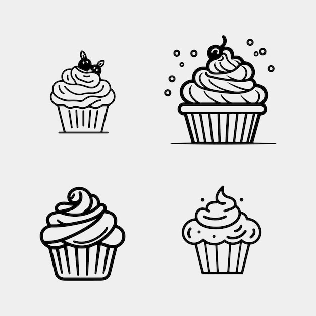 Cup cake icon vector isolated on white background