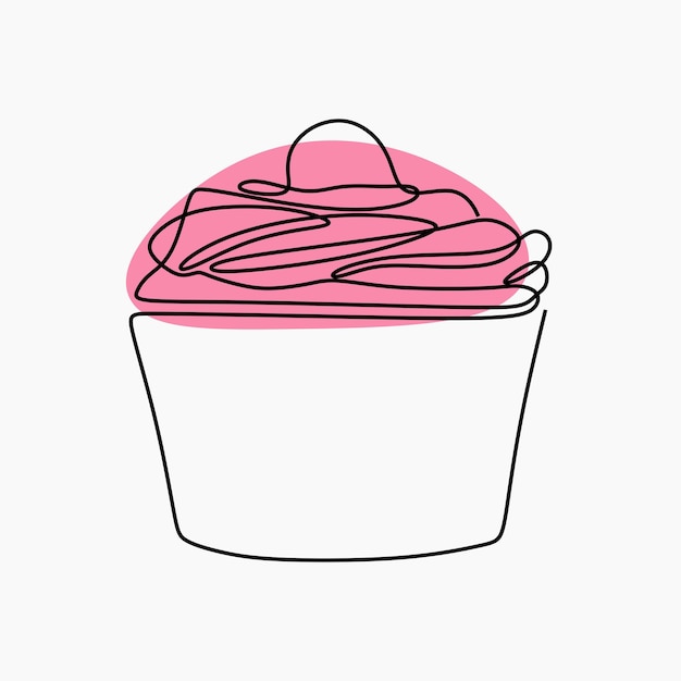 Cup cake oneline continuous line art