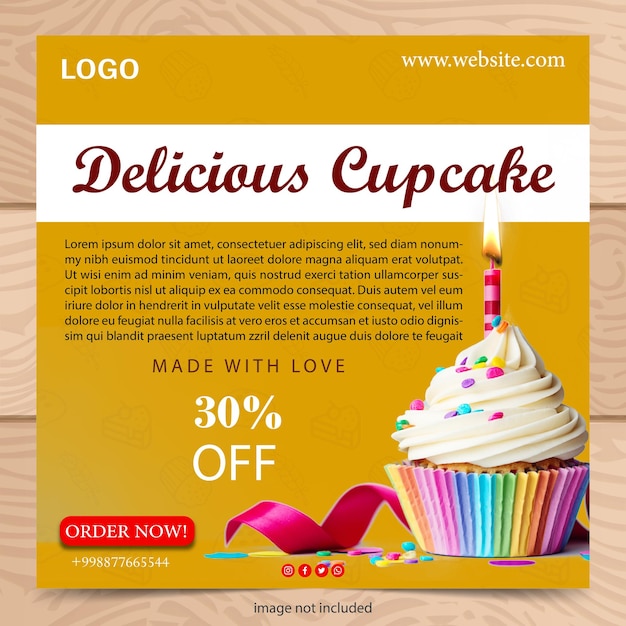 CUP CAKE SHOP POSTER VECTOR TEMPLATE FOR DIGITAL MARKETING