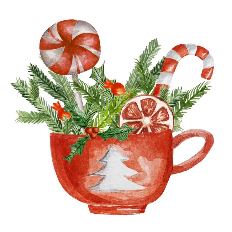 Vector cup of christmas sweets