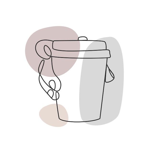 cup of coffee in aesthetic line art style