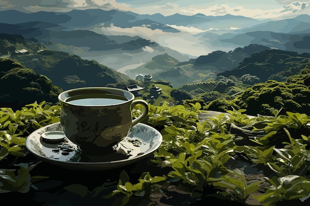 A cup of coffee among nature