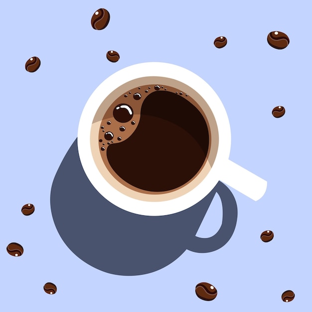 cup of coffee and beans in isometric flat illustration