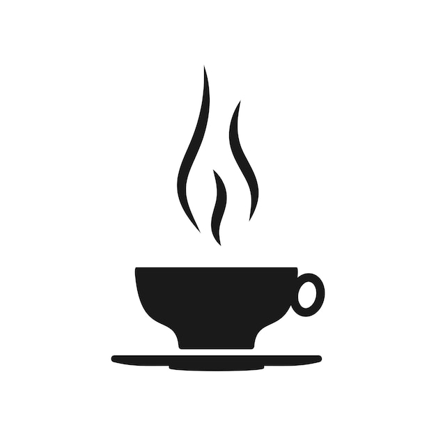 Вектор Чашка кофе-брейк черный силуэт значок крупным планом логотип для магазина кофейни меню простой глиф пиктограмма ...