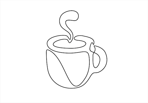 Cup of coffee continuous line drawing teacup one line art vector illustration