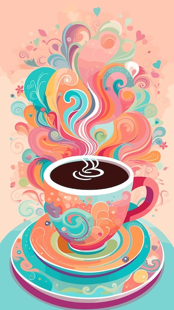 A cup of coffee drawing cartoon artwork vector