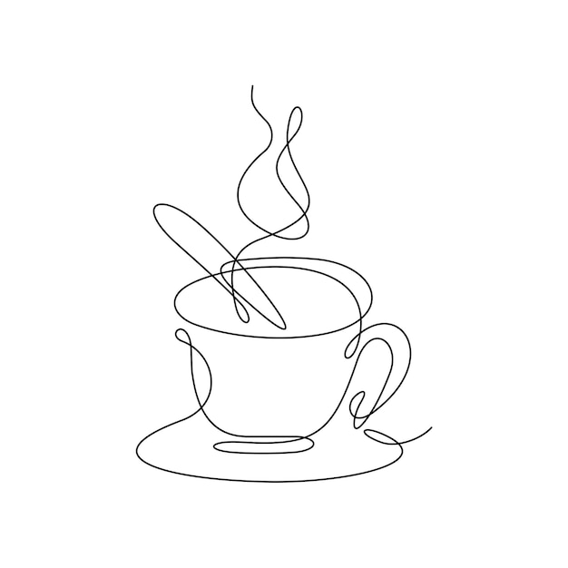 Una tazza di caffè disegnata a mano linea continua art