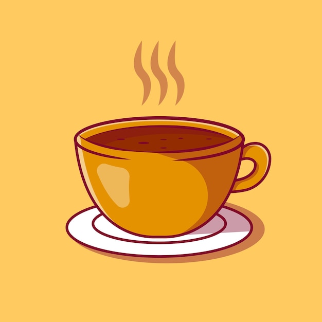 한 잔의 커피 일러스트 로고 디자인 일러스트와 함께 커피 뜨거운 커피 로고 디자인 벡터