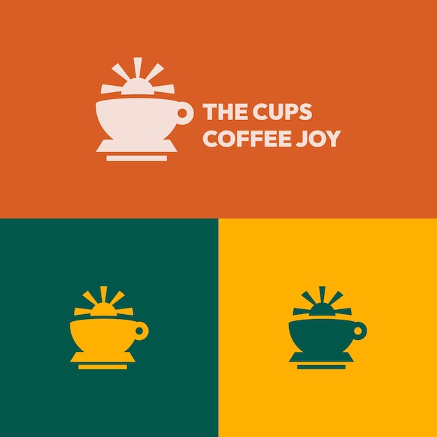 Vector the cup coffee joy with sunrise or sunset