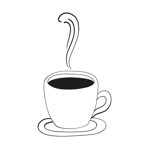 Cup of coffee line doodle hand drawn vector illustration isolated on white background