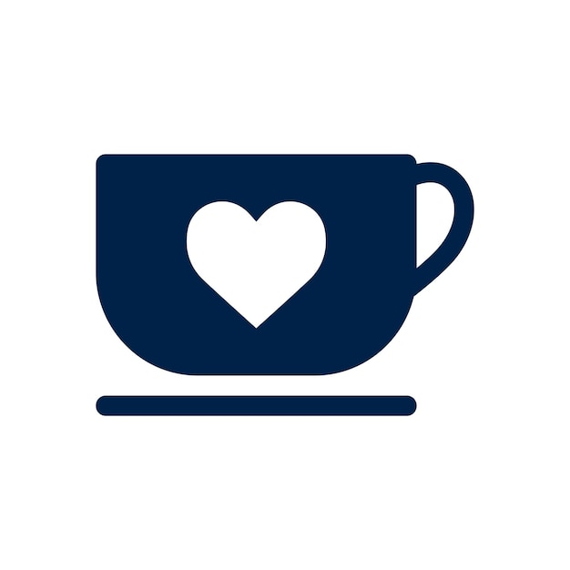 Cup of coffee and love heart icon valentine symbol illustration