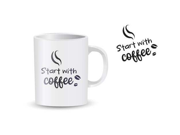 Cup of coffee start with coffe mug