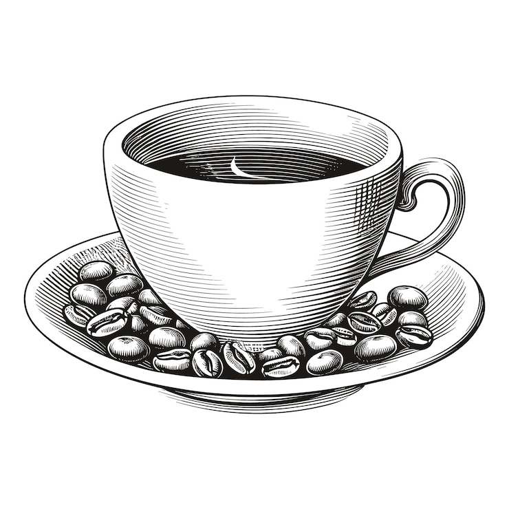 Vector cup of coffee vintage engraved style drawing vector illustration