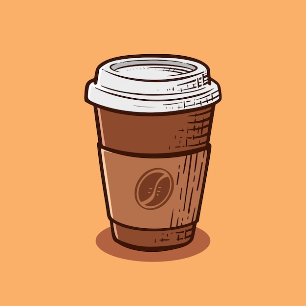 Vector cup of coffee with brown white paper cup illustration vector