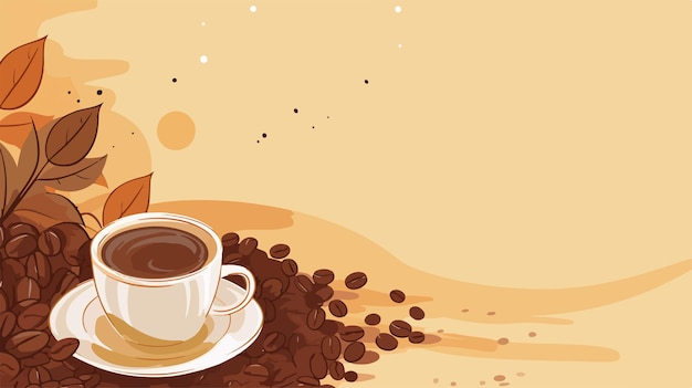 a cup of coffee with coffee beans and a cup of coffee