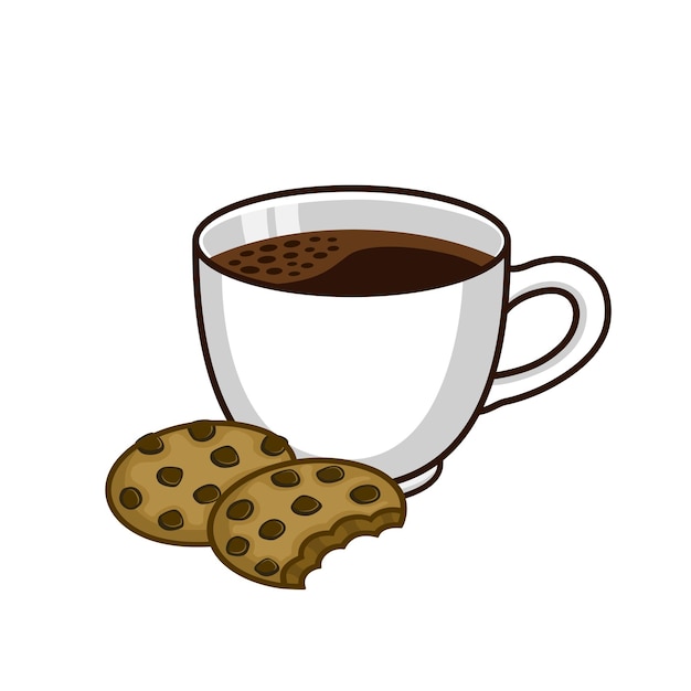 Vettore tazza di caffè con l'illustrazione vettoriale dei biscotti
