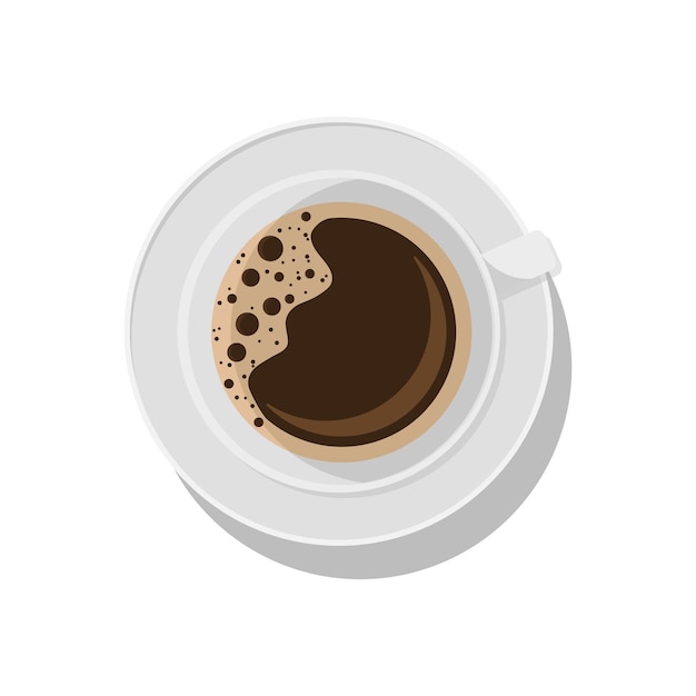 A cup of coffee with foam White cup On a white background Vector illustration