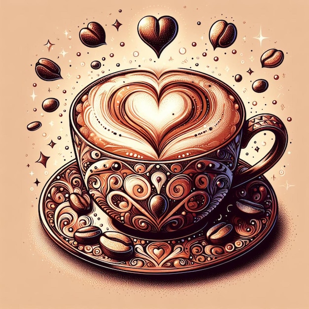 a cup of coffee with a heart on it