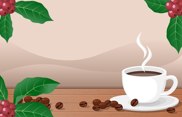 a cup of coffee with a leaf on the side