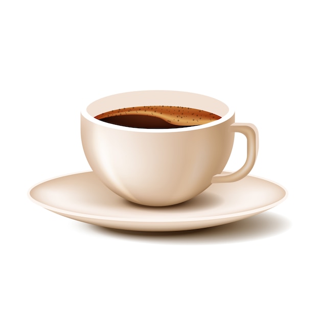 Cup Coffee with Saucer on White Background