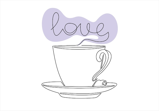 Vettore una tazza di caffè con la parola amore scritta sopra