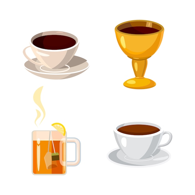 Vector cup elements set. cartoon set of cup