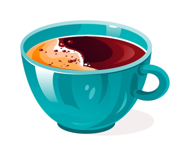 Cup of fragrant americano with foam. A cup of coffee. Vector illustration.