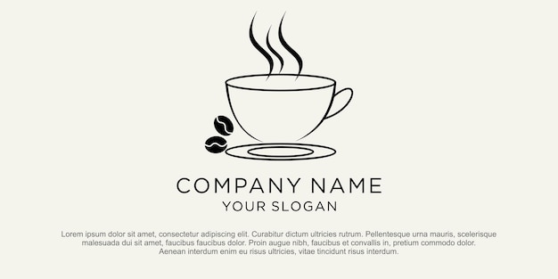 cup of hot black aroma coffee isolated on white background Stylized graphic vector logo