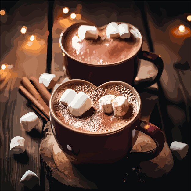 Cup of hot chocolate with marshmallows