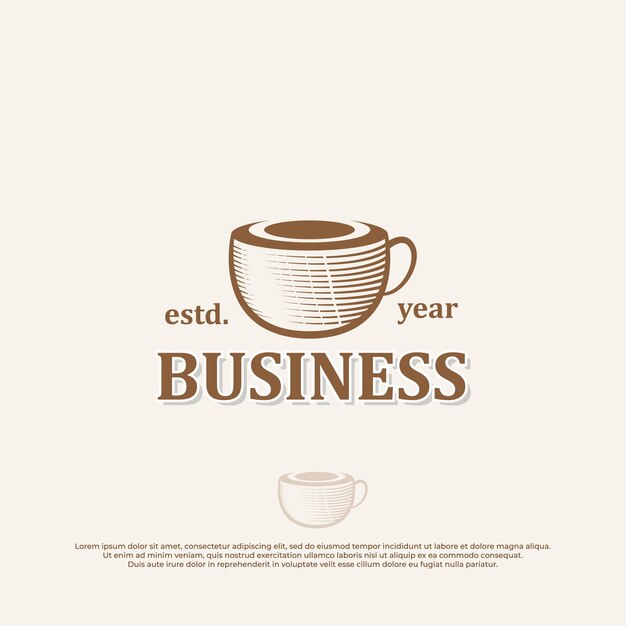 Cup of hot drink Hand drawn engraving style illustrations coffee logo design with vintage style