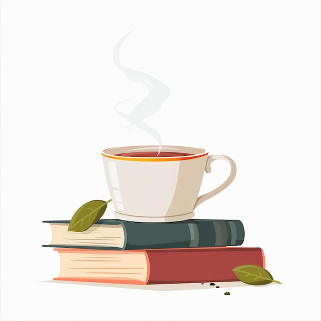 cup of hot tea on books 4
