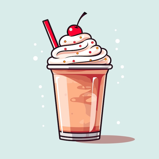 Vector a cup of iced coffee with a cherry on top.