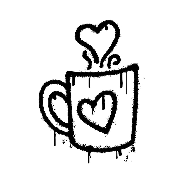 Cup of love sprayed in graffiti style Vector illustration