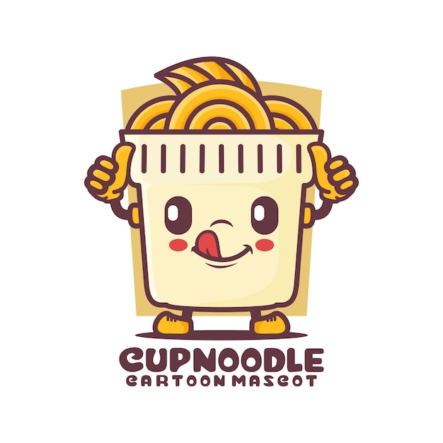 Cup noodle cartoon mascot food vector illustration