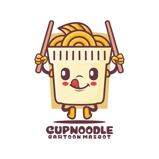 Cup noodle cartoon mascot food vector illustration