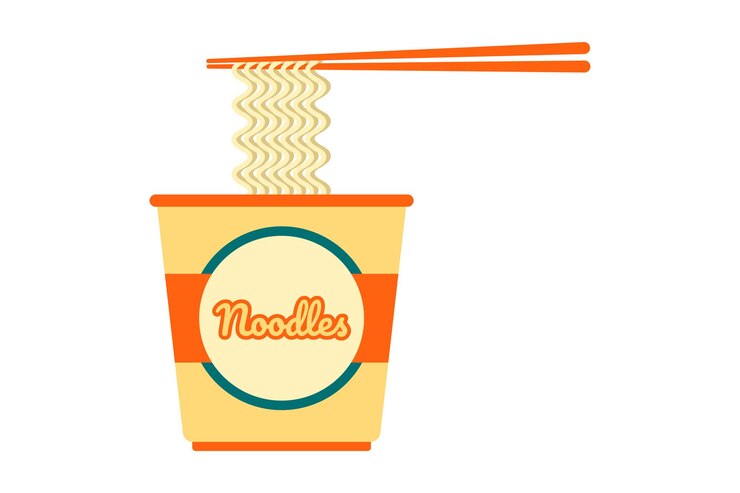 Vector a cup of noodles with chopsticks flat vector design
