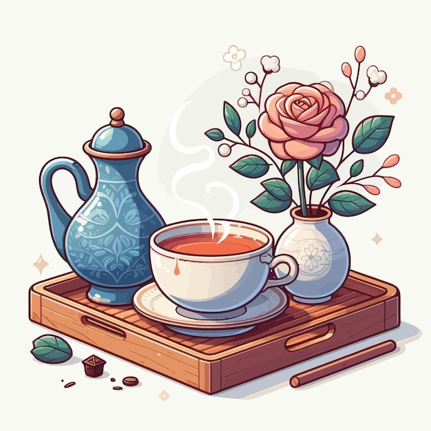 Чашка чая рядом с растением