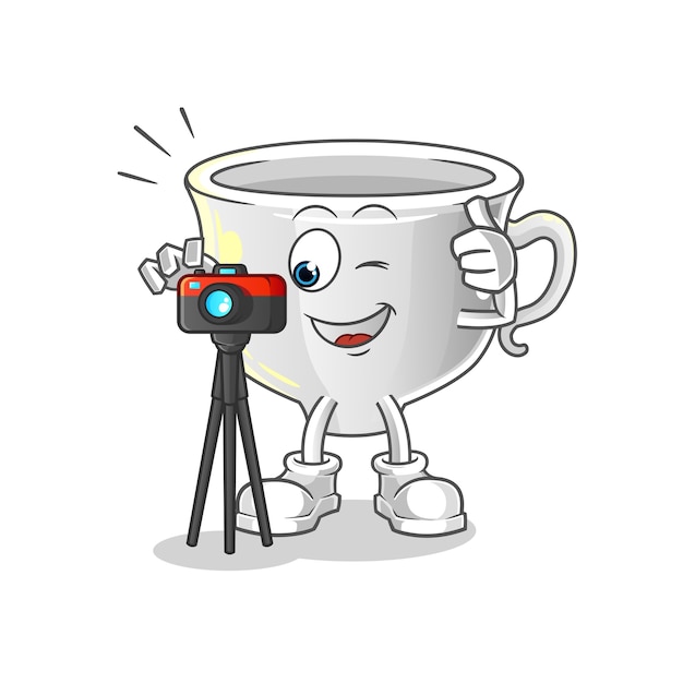 Cup photographer character. cartoon mascot