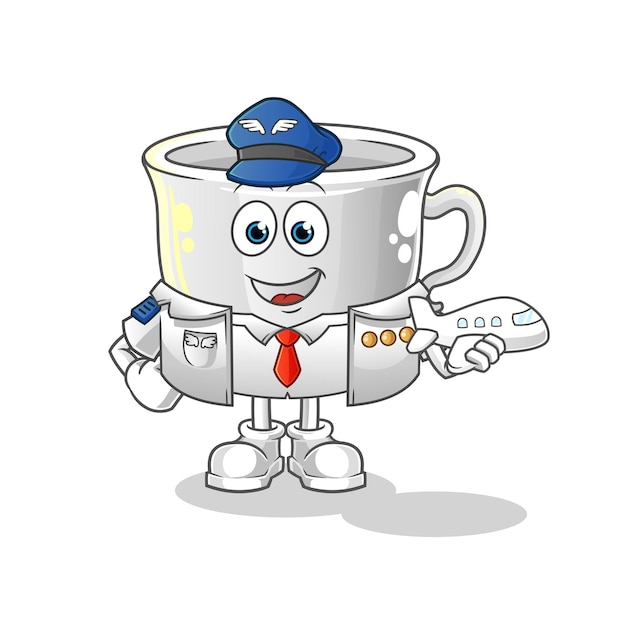 Cup pilot cartoon mascot mascot