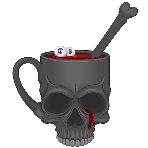 Vector cup shaped skull with blood