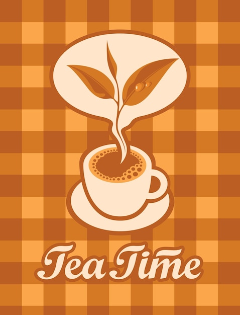 Клетчатый постер с чашкой чая