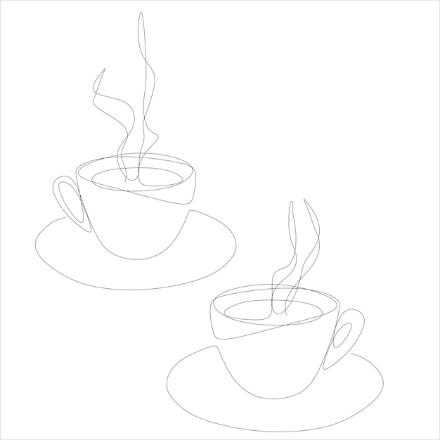 Vector cup of tea cofee lineart vector illustration