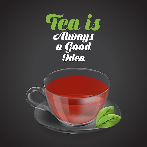 Vector cup of tea isolated on black background vector illustration