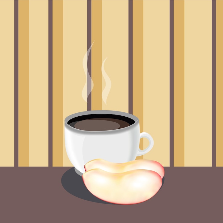 Vector cup of tea with apple slices vector